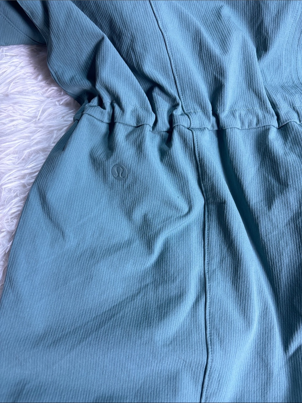 Lululemon Romper Women Pockets Short Sleeve Teal Color Stretch Rib - Picture 9 of 10